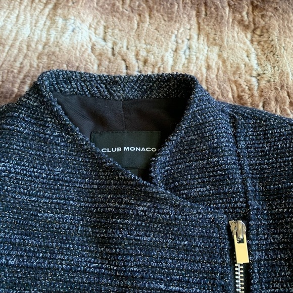 Club Monaco Tweed Asymmetrical Moto Blazer - Picture 4 of 12